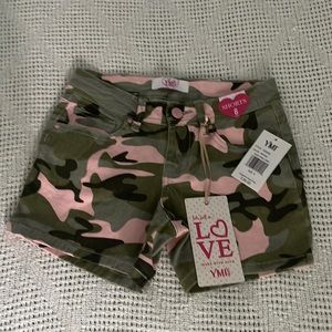 NWT YMI Girl camo shorts girls size 8